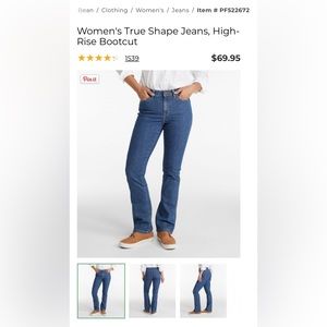 LL Bean women’s true shape high rise bootcut jeans